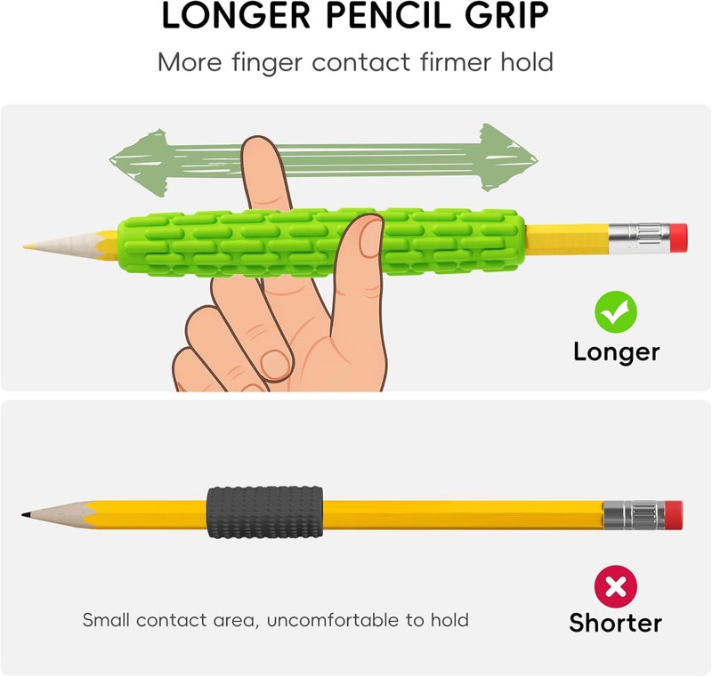 ELETIUO 4-Pack Textured Silicone Pencil Grips–Sensory Fidget Sleeves for Kids& Adults,ADHD &Autism Anxiety Relief,Quiet Classroom&Travel Fidget Tool for Focus,Calm,and Fine Motor Skills - Image 5